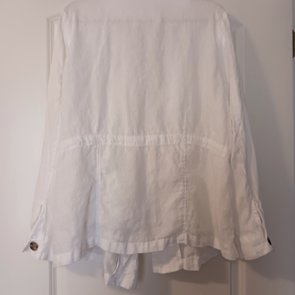 Coldwater Creek Linen Casual Chic White Jacket Drawstring - Picture 3 of 14